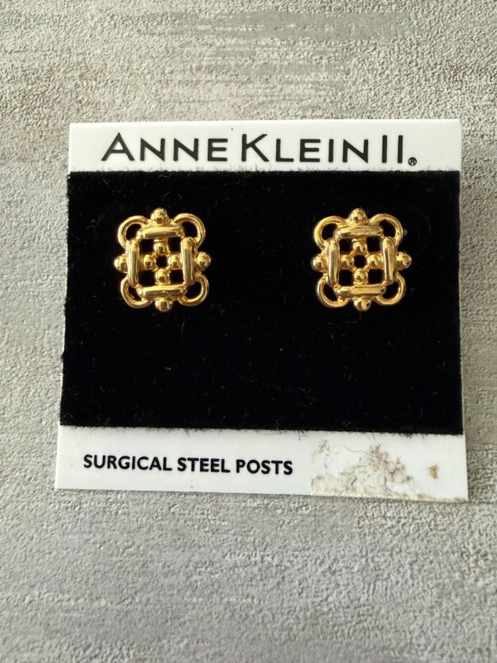 Anne Klein II Vintage Gold-Tone Openwork Filigree Surgical Steel Post Earrings